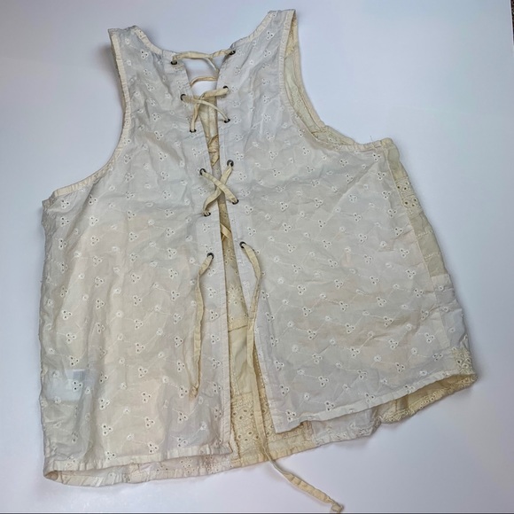 American Eagle Cream Patchwork Eyelet Tank - Picture 2 of 2